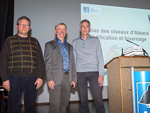 De g. à d. : Jean-Marc Bronner, Yves Muller et Christian Dronneau, coordonnateurs de l'Atlas (photo Florian Girardin)